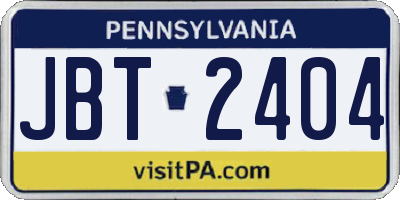 PA license plate JBT2404