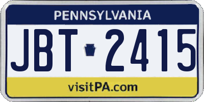 PA license plate JBT2415