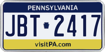 PA license plate JBT2417