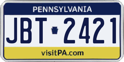 PA license plate JBT2421