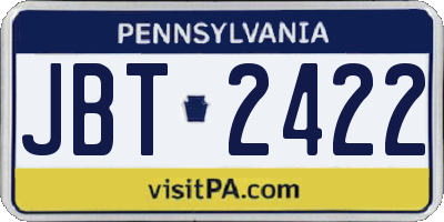 PA license plate JBT2422