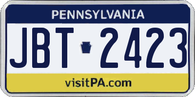 PA license plate JBT2423