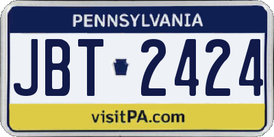 PA license plate JBT2424