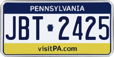 PA license plate JBT2425