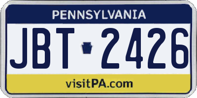 PA license plate JBT2426