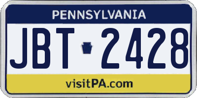 PA license plate JBT2428