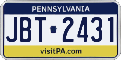 PA license plate JBT2431