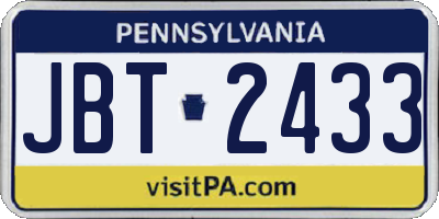 PA license plate JBT2433