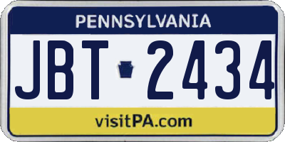 PA license plate JBT2434