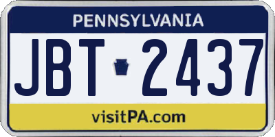 PA license plate JBT2437