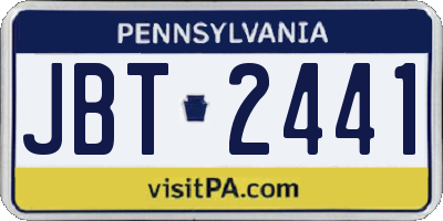 PA license plate JBT2441