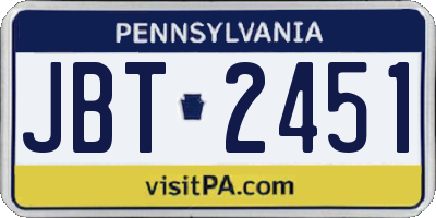 PA license plate JBT2451