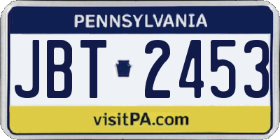 PA license plate JBT2453