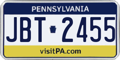 PA license plate JBT2455