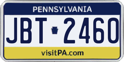PA license plate JBT2460