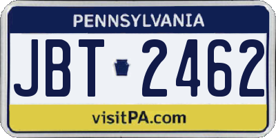 PA license plate JBT2462