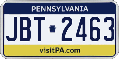 PA license plate JBT2463