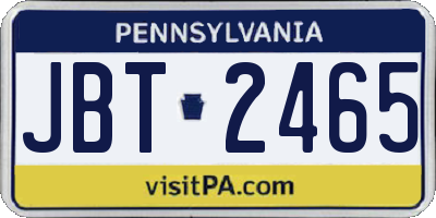 PA license plate JBT2465