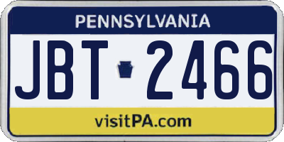 PA license plate JBT2466