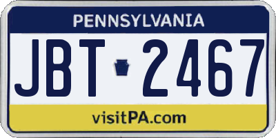 PA license plate JBT2467