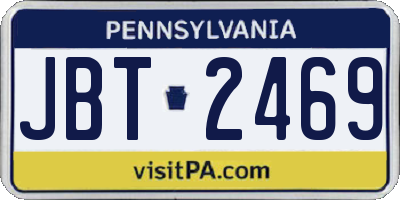 PA license plate JBT2469