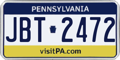 PA license plate JBT2472