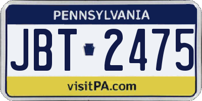 PA license plate JBT2475