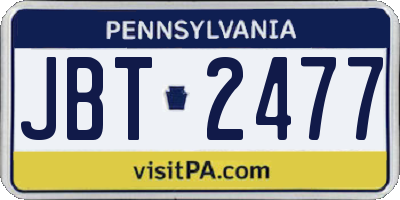 PA license plate JBT2477