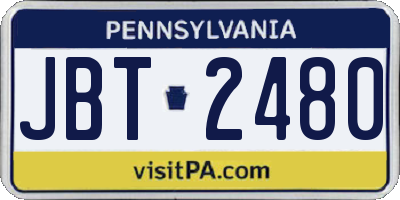 PA license plate JBT2480