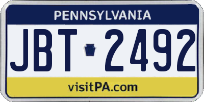 PA license plate JBT2492