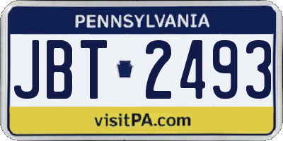 PA license plate JBT2493