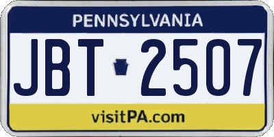 PA license plate JBT2507