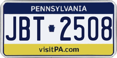 PA license plate JBT2508