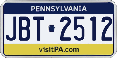 PA license plate JBT2512