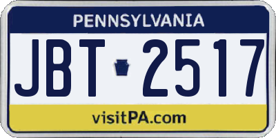 PA license plate JBT2517