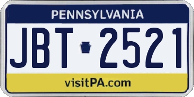 PA license plate JBT2521