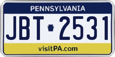PA license plate JBT2531