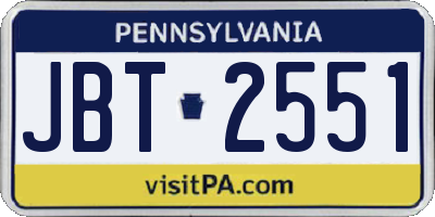 PA license plate JBT2551