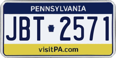 PA license plate JBT2571