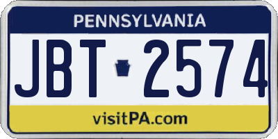 PA license plate JBT2574