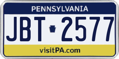PA license plate JBT2577