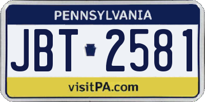 PA license plate JBT2581