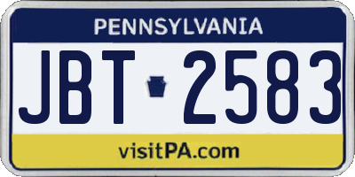 PA license plate JBT2583