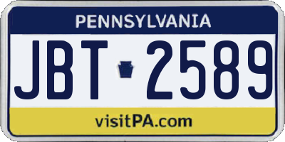 PA license plate JBT2589