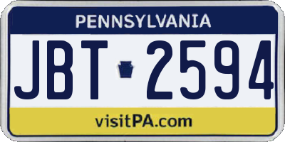 PA license plate JBT2594