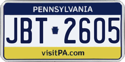 PA license plate JBT2605