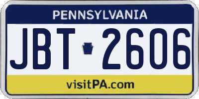 PA license plate JBT2606