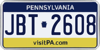 PA license plate JBT2608