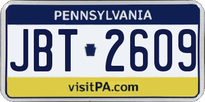 PA license plate JBT2609
