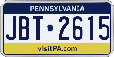PA license plate JBT2615